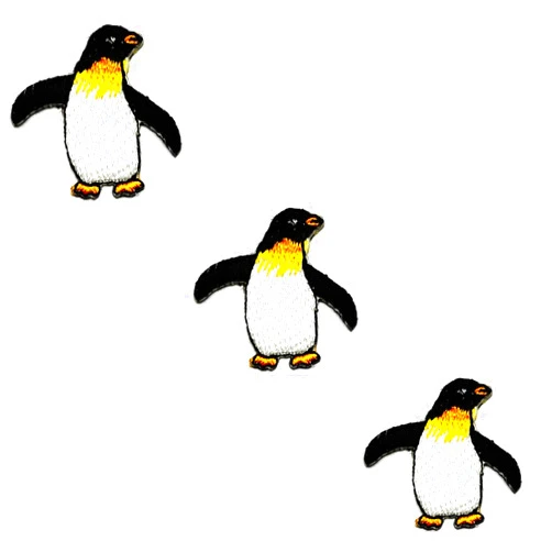 HHO CARTOON PATCH HHO Patch Set 3 Pieces. Mini Penguin bird cute animal Stickers Cartoon Kids Applique Patches Penguin Iron on sew on Patch Jacket T Shirt Patch Sew Iron on Embroidered