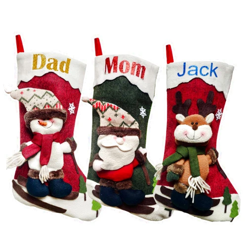 XENTUMI Personalized Christmas Stockings 3D Custom Name Buffalo Plaid Stockings Xmas Stockings for Christmas Decoration Large Family Christmas Stocking for Farmhouse Fireplace Mantle Cartoon