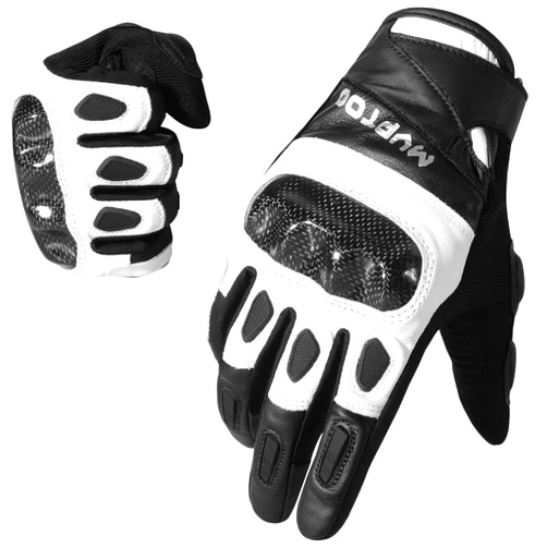 WTACTFUL Goatskin Leather Carbon Knuckle Motorcycle Gloves for Men and Women Full Finger Touchscreen Motorbike Gloves for BMX ATV MTB Riding Road Racing Motocross