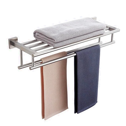 RTCUL Bathroom Towel Rack 24 Inch Tower Holder with Double Towel Bar Brushed Nickel Towel Rack Wall Mounted SUS304 Stainless Steel Hotel Towel Shelf Modern Towel Hanger