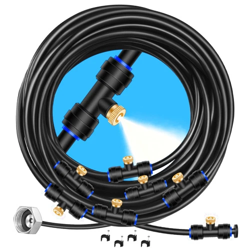 GOXAWEE Misting System, 26FT (8M) Misting Line + 7 Brass Mist Nozzles + Brass Adapter(3/4
