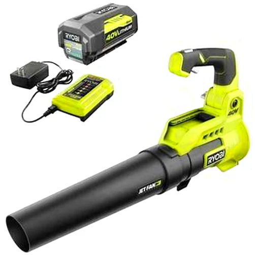 RYOBI 40V 110 MPH 525 CFM Cordless Battery Variable-Speed Jet Fan Leaf Blower with 4.0 Ah Battery and Charger