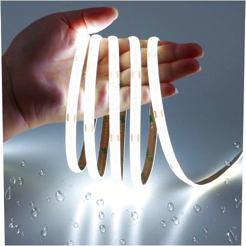 JOYLIT 12V COB White LED Strip Lights Waterproof 20FT/6M 320LEDs/M Uniform Flexible 6000K Cool White Tape Light for Cabinets, Shelves, Counters, Closets, RV Decoration (LED Strip Only)