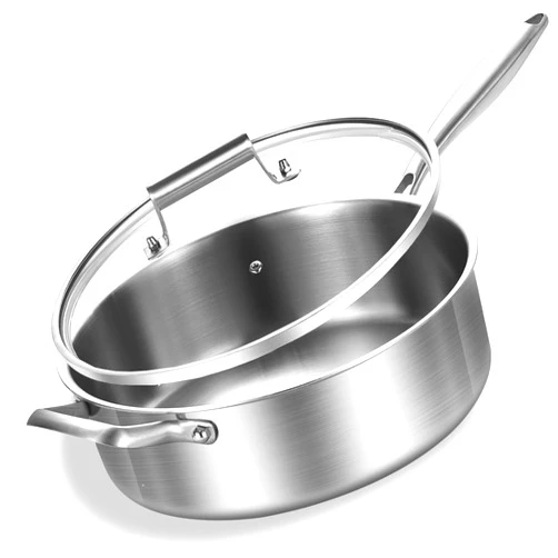 Inqibee 8 Quarts Tri-Ply Stainless Steel Sauté Pan with Lid,13 Inch Induction Deep Frying Pan, Large Skillet,Jumbo Cooker, Dishwasher and Oven Safe,Detachable Handle.