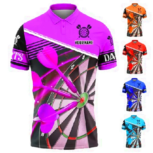 Riveprints Personalized Name Dart 3D Polo Shirt, Dart Shirts, Mens Dart Shirts, Funny Dart Tshirts, Dart Team Shirts Gifts