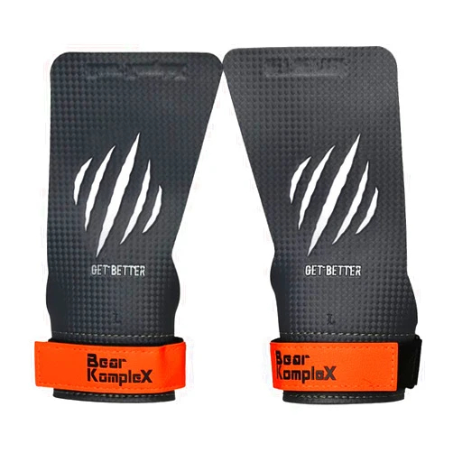 Bear KompleX Carbon No Hole Speed Hand Grips for Pull-Ups, Weightlifting, WODs with Wrist Straps, Cross-Training Gloves, Comfort and Support, Hand Protection from Rips and Blisters for Men and Women