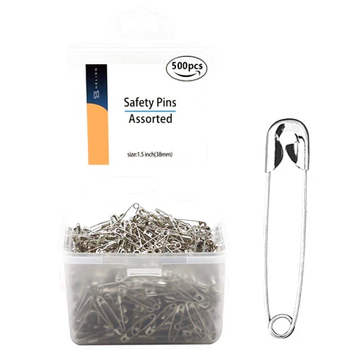 vrupin 1.5Inch/38mm Safety Pins Bulk (38mm-500pcs)