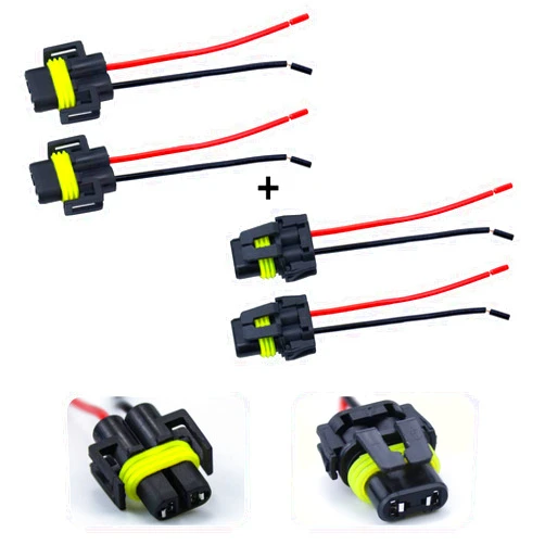 KISLED 2pcs H11 & 2pcs 9005/9006 Female Adapter Wiring Harness Sockets Wire For Headlights Fog Lights