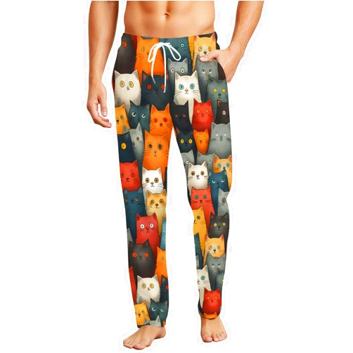 SARA NELL Animal Print Pajama Pants with Cat Duck Shark Cows, Unisex Sleepwear Lounge Design with Pockets for Men and Women