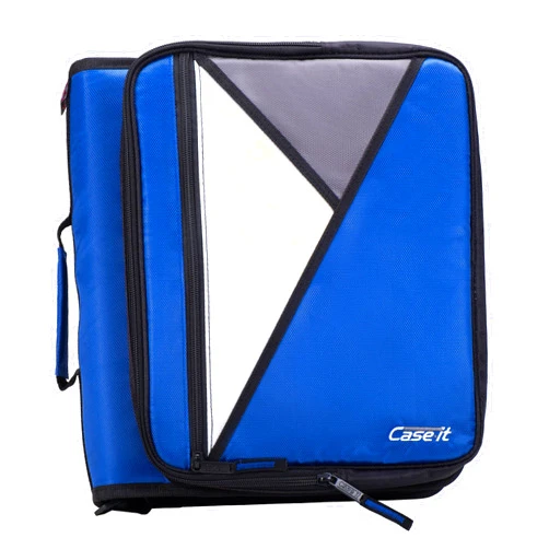 Case it Case-it The Universal Zipper Binder - 2 Inch O-Rings Padded Pocket That Holds up to 13 Laptop/Tablet Multiple Pockets 400 Page Capacity Comes with Shoulder Strap Midnight Blue LT-007