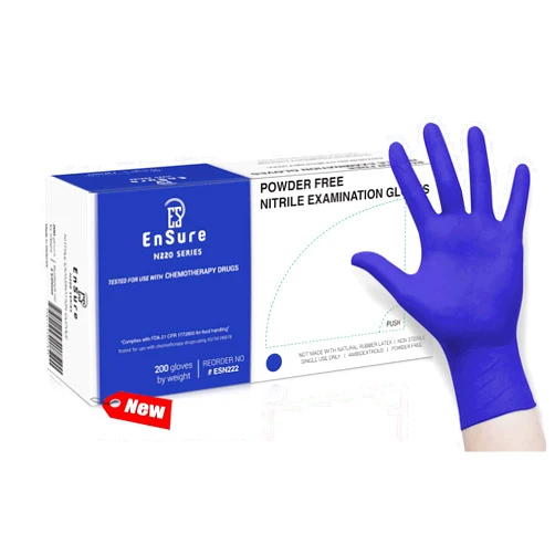 Ensure Nitrile Exam Medical Disposable Gloves, Chemo Rated, Powder Free, Latex Free, Non Sterile, 200 Count, 3 Mil, Dental, Food Safe, Light Duty, Textured Tips (X-Large, 200)