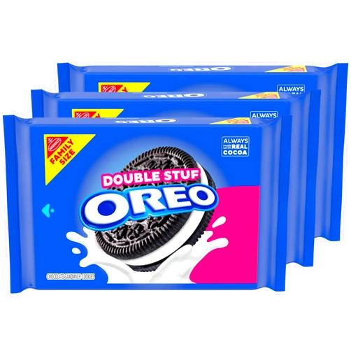 OREO Double Stuf Chocolate Sandwich Cookies, Family Size, 3 Packs