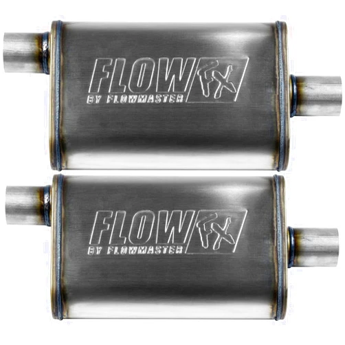 MAPerformance Flowmaster FlowFX Muffler 409S (2 Pack), 2.25 Offset In/ 2.25 Center Out - Moderate Sound