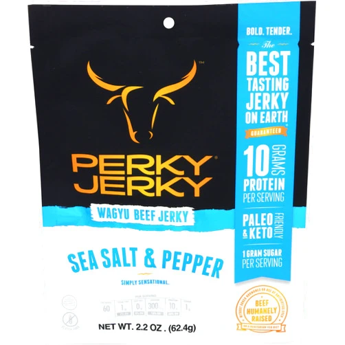 PERKY JERKY Sea Salt & Pepper Wagyu Beef Jerky, 2.2 OZ