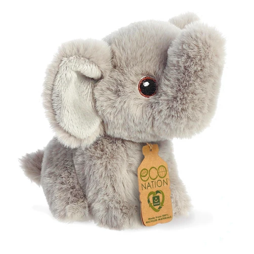 Aurora® Eco-Friendly Eco Nation™ Mini Elephant Stuffed Animal - Environmental Consciousness - Recycled Materials - Gray 5 Inches