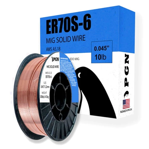 PGN Bearings PGN Solid MIG Welding Wire - ER70S-6 .045 Inch - 10 Pound Spool - Mild Steel MIG Wire with Low Splatter and High Levels of Deoxidizers - For All Position Gas Welding