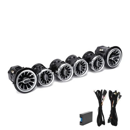 ARAMOX Air Vent, 6pcs ABS+PC 64 Color Front LED Turbine Air Vent Ambient Light Kit Replacement for ?Benz E?Class W213 C238 2017?2021