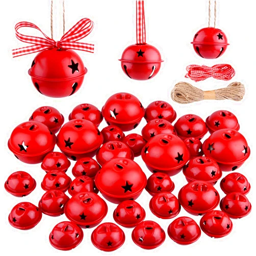 KUUQA 36 Pcs Christmas Jingle Bells Craft Bells Christmas Bells with Star for Christmas Party Christmas Tree Wreath Ornaments Holiday DIY Decorations