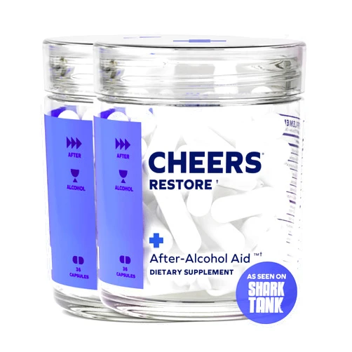 Cheers Restore | Supplement with DHM + L-Cysteine | Feel Better After Drinking & Support Your Liver | 24 Doses | Dihydromyricetin, Cysteine, Milk Thistle, Prickly Pear, B-Vitamins, Ginger