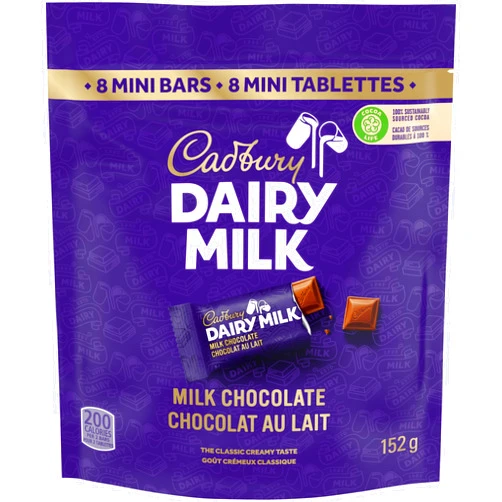 Mondelez International Cadbury Dairy Milk, Milk Chocolate Minis, 152g/5.4oz Bag, (Imported from Canada)