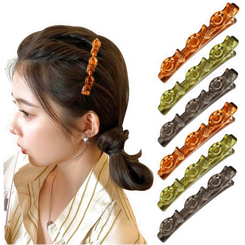 FYY Braided Hair Clips Accessories - Double Braided Hair Clips For Girl Women with 3 Small Clips Hair Accessories For Styling-Leopard-Brown+Yellow+Grey