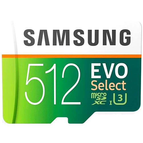 SAMSUNG EVO Select Micro SD Memory Card with Adapter, 512GB microSDXC UHS-I U3 100MB/s Full HD & 4K UHD for Photos, Videos, Music Storage, MB-ME512HA