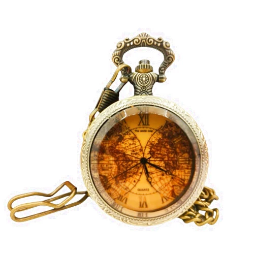 Plyrmonth Tea Colored Glass Double Earth Pattern Pocket Watch, Unisex Casual Quartz Retro Pocket Watch, Christmas, Birthday, A Thoughtful Gift for Friends and Partners.