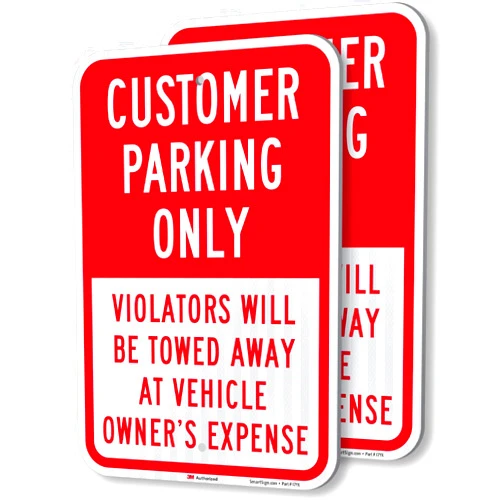 SmartSign 2-Pack 'Customer Parking Only Violators Towed At Vehicle Owner's Expense' Metal Sign, 12