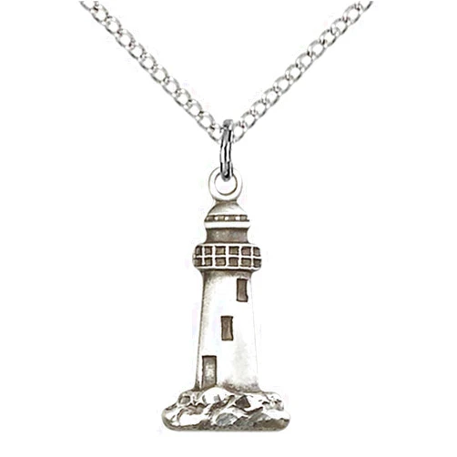Religious Obsession Jewels Obsession Lighthouse Pendant | Sterling Silver Lighthouse Pendant - 18