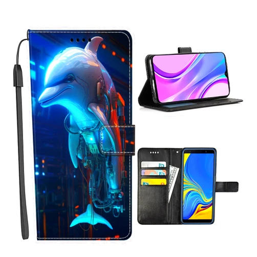 Elgzigok Wallet Phone Case for LG K52/K62 with Dolphin-aa733 - Stylish and Functional PU Leather-Free Smartphone Case with Card Holder Multicolor