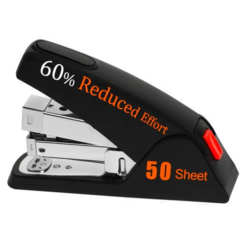 Oiaer Stapler for Desk, Effortless Desktop Stapler, 40-50 Sheet One Finger Touch Stapler, Ergonomic Heavy Duty Office Stapler, Built-in Staple Remover, 80% Easier Stapling, No Effort, Jam Resistant