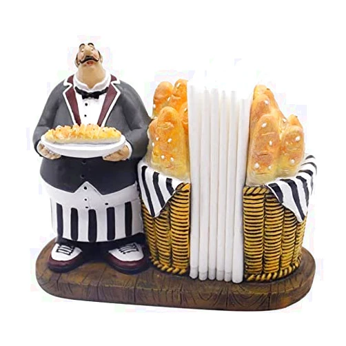 YANGMEI Tabletop Napkin Holder Resin Fat Chef Figurines Napkin Holder, Chef Tissue Paper Holder Western Restaurant Table Bar Cafe Decor Craft Home Decoration Practical Ornament