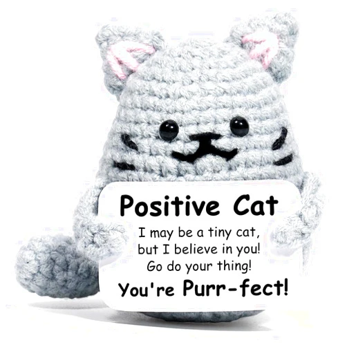 AICase Inspirational Crochet Positive Cat Animals, Easter Basket Stuffers Emotional Support Nuggets Funny Cat Lover Gifts for Women Men Birthday Valentines Christmas Cute Themed Decor Stuff Merch