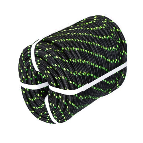 TINVHY 1/2In x 200FT Arborist Bull Rope Double Braid Polyester Rigging Hoisting Line High Strength Tree Rope,Black & Green