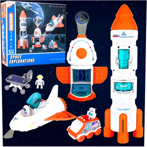 ArtCreativity Rocketship Toy Playset with Planet Projection, Cool Kids Space Toys for Toddlers with Lights and Sounds, Spaceship Toys with Mist Spray, Rovers, Astronaut Toys for Boys & Girls 3 4 5 6 7