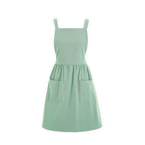 Pinknoke Cotton Linen Pinafore Apron Dress for Women with Pockets Cute Art Chef Aprons for Kitchen Baking Gardening Painting