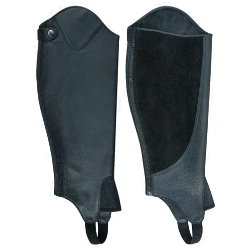 TackField Unisex Adult Top Grain Cow Hide Leather Half Chaps Black and Brown