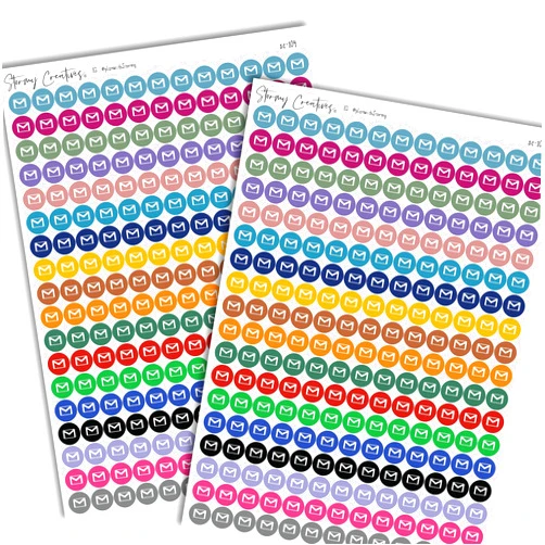 Stormy Creatives Small Mail, Email Logo Icon Stickers Decorative Planning, 2 sheets, 468 Stickers, 0.3