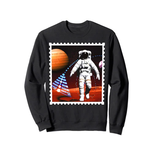 PlanetEye Designs Astronaut on Mars - Walking on The Red Planet | Stamp Design Sweatshirt