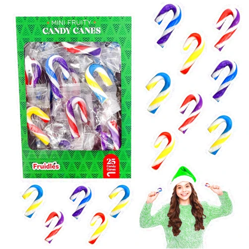 Fruidles Christmas Candy Canes Mini's Suckers, Multicolored Fruity Flavor, Individually Wrapped, 2