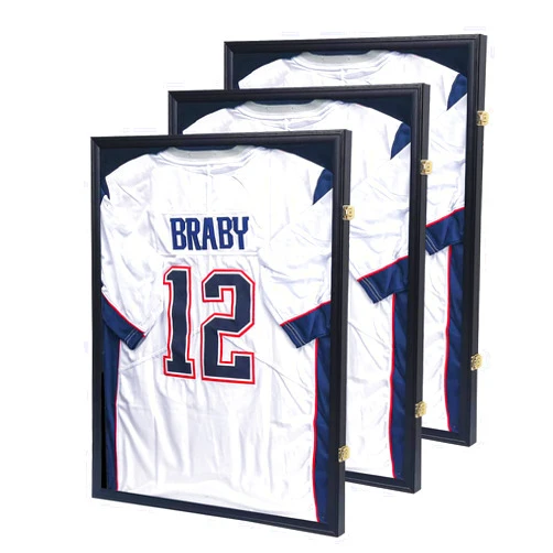 KCRasan Jersey Frame Display Case 3 Pack - Jersey Display Case - Large Lockable Frames Shadow Box with UV Protection for Baseball Basketball Football Soccer Hockey Sport Shirt Military Uniform, 3Pack