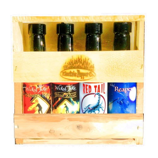 Wicked Tickle Hot Sauce Gift Set Carolina Reaper Ghost Pepper Scorpion Habanero Sauce 4 Pack