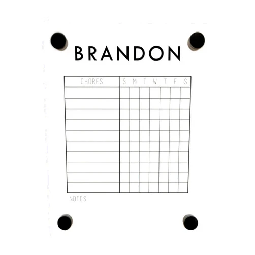 Circle and Square Decor Circle & Square Decor Clear Acrylic Chore Chart Board for Kids,Teens & Adults - Personalized and Easy Dry Erase with Marker (8