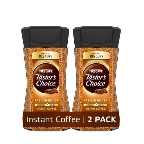 Taster's Choice NESCAFÉ Taster's Choice Instant Coffee, Dark Roast, French Roast, 2 Jars (7 Oz Each)