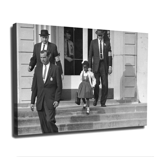 WAyom Ruby Bridges Escorted By U.S. Marshals To School - New Orleans School Desegregation Poster Modern Family Bedroom Background Wall Art HD Picture Canvas Printing Artwork Decor (24×36inch-Framed)