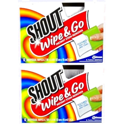 Shout Stain Remover Wipes, 12 Count (Pack of 2)