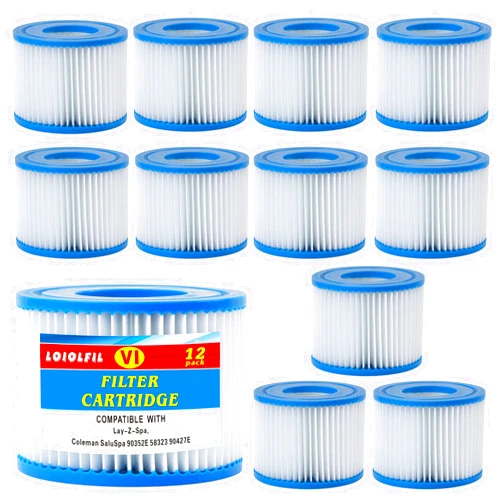 LOIOLFIL Type VI Spa Filter Replaces for saluspa hot tub Filters, Lay-Z-Spa, Coleman SaluSpa 90352E, 58323E, 58323 Swimming Pool Pump, Hot Tub Filter, 12 Pack