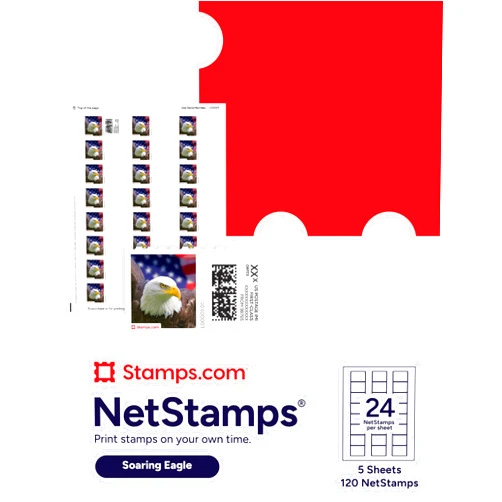 Stamps.com NetStamps Printable Postage Stamps (Stamps.com Subscription Required) – Print Custom USPS Postage at Home – Compatible with Inkjet & Laser Printers – Not Pre-Paid Stamps (Soaring Eagle, 5 Sheets)