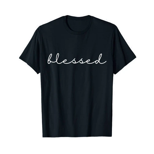 Starpushers Blessed Cursive Calligraphy Script T-Shirt