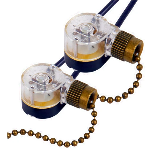 DAYONE Pull Chain Switch Zing Ear ZE-109 Ceiling Fan Switch Ceiling Fan Light Lamp Replacement 2 Pack Bronze